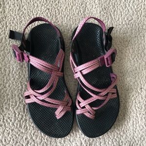 Pink double strap chacos